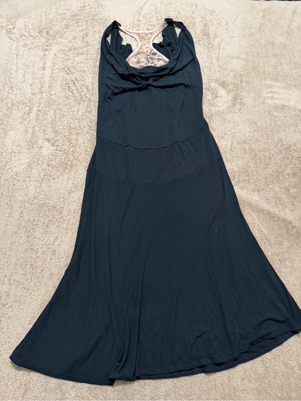 Black Racerback Maxi Dress with Lace Back Detailed